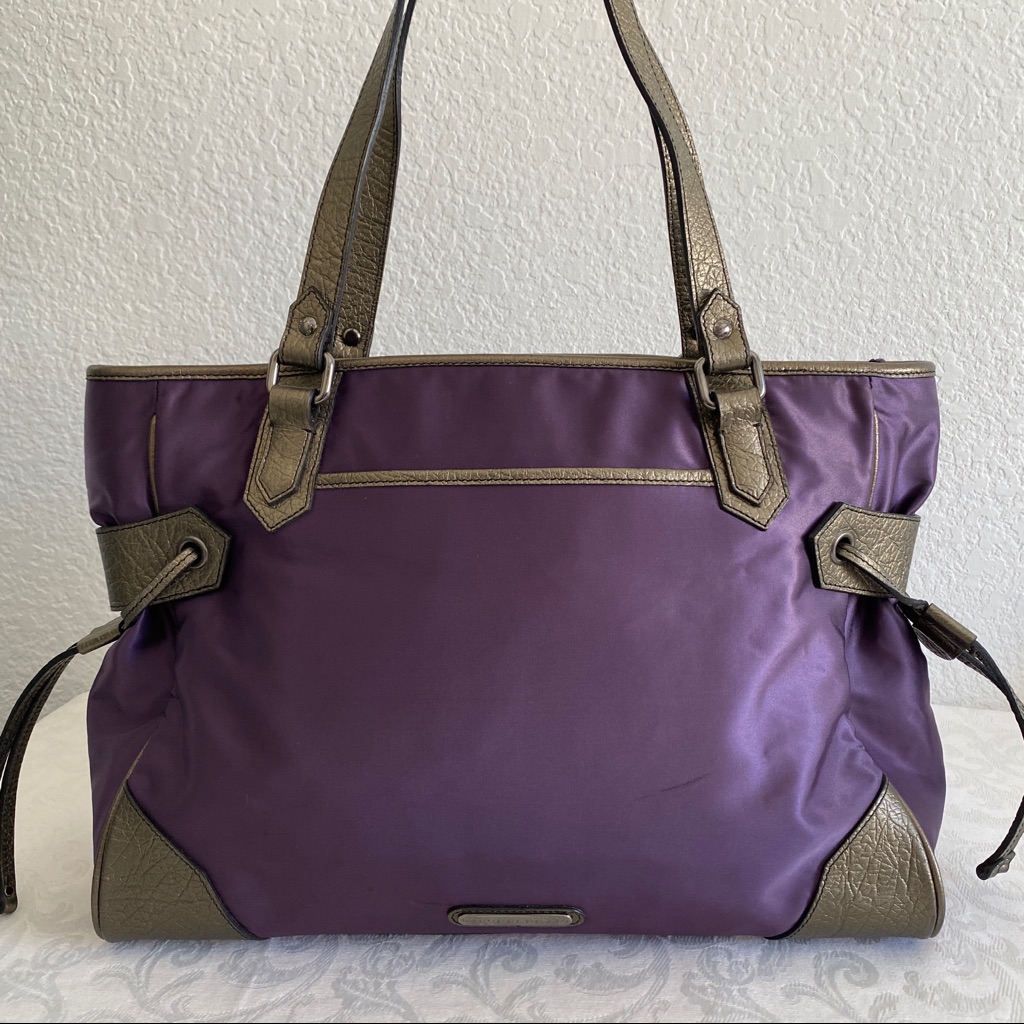 Burberry Purple Nylon Leather Bag